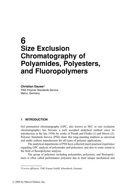 Handbook of Size Exclusion Chromatography and Related ...