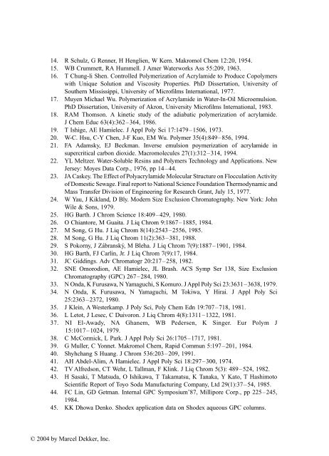 Handbook of Size Exclusion Chromatography and Related ...