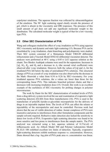 Handbook of Size Exclusion Chromatography and Related ...