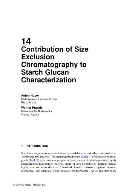 Handbook of Size Exclusion Chromatography and Related ...