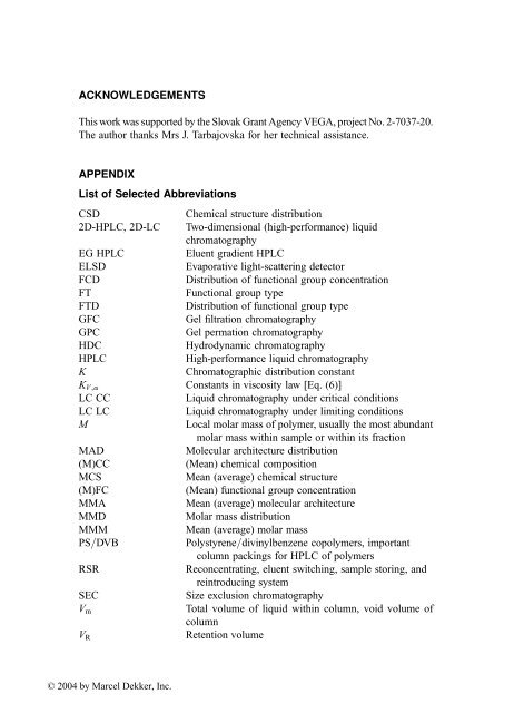 Handbook of Size Exclusion Chromatography and Related ...