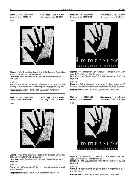 ELS-tíðindi - september 2000 - Einkaleyfastofan