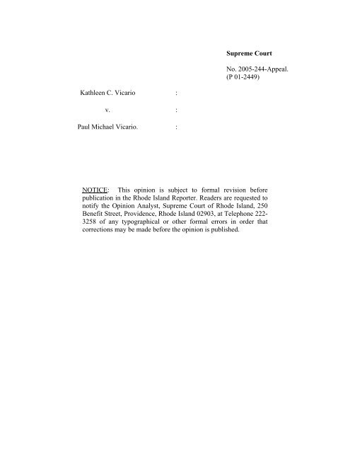 Supreme Court Rhode Island Judiciary Supreme Court Rhode Island Judiciary