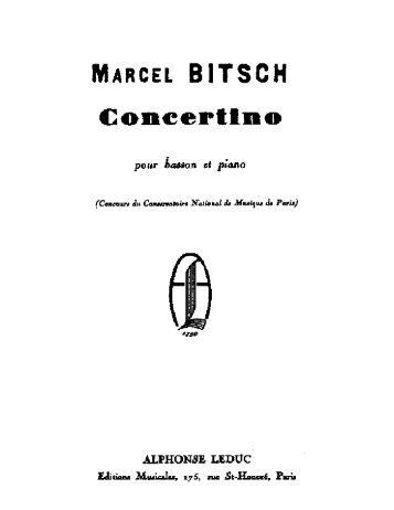 Marcel Bitsch. Concertino for bassoon and piano.