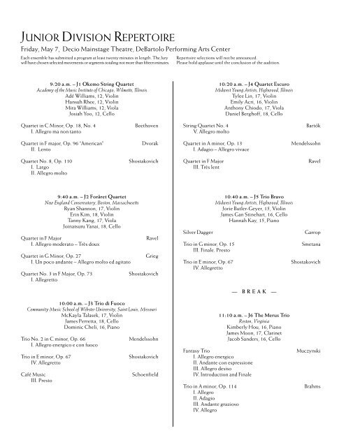 Friday May Fischoff National Chamber Music Association