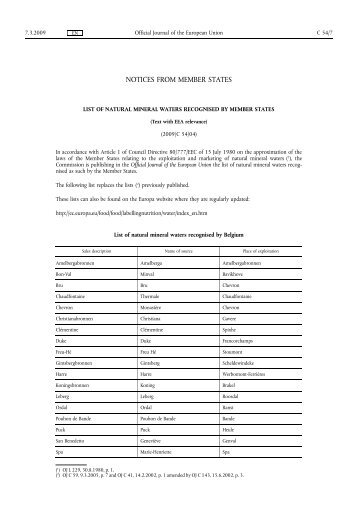 NOTICES FROM MEMBER STATES