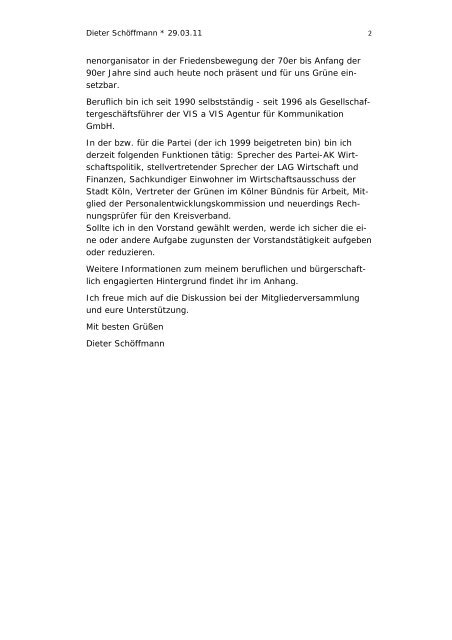 Dieter Schöffmann - Bündnis 90/Die Grünen Kreisverband Köln