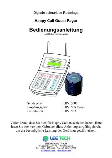 Bedienungsanleitung - LEE Tech