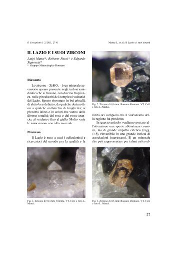 IL LAZIO E I SUOI ZIRCONI - Gruppo Mineralogico Romano