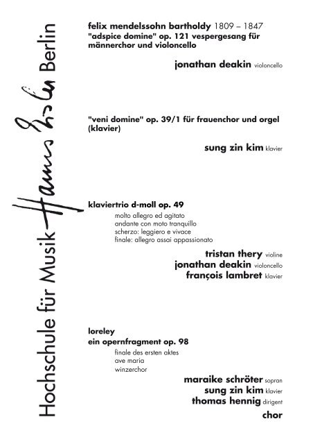 chorkonzert - Hochschule für Musik Hanns Eisler Berlin