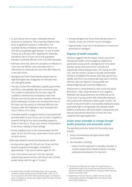 Health promotion priorities for Victoria 2007–2012 - Department of ...