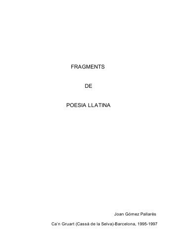 FRAGMENTS DE POESIA LLATINA - Hipatia