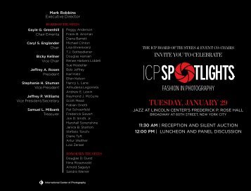 Spotlights 2013 Invitation PDF - International Center of Photography