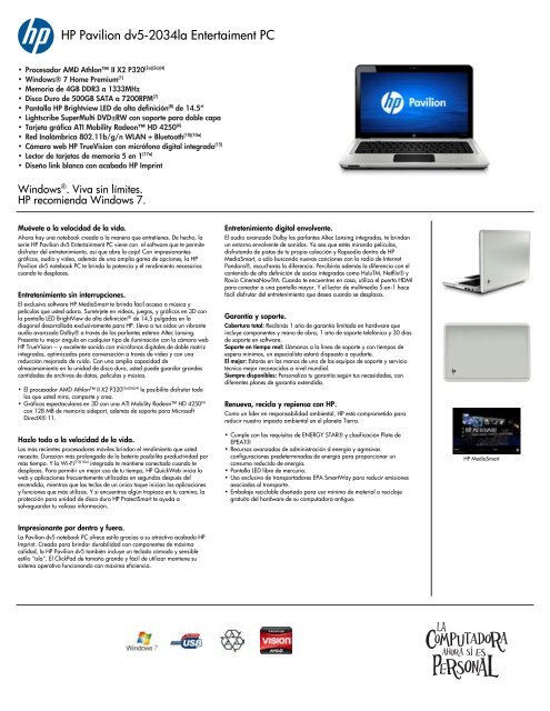 Hp Pavilion Data Sheet