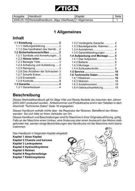 Werkstatts- Villa/Ready 2000-2008 handbuch