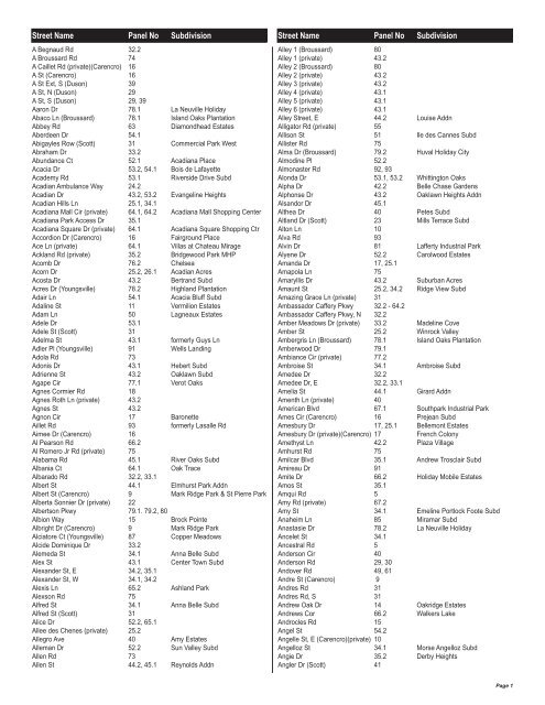 Street Index Indd Lafayette Consolidated Government
