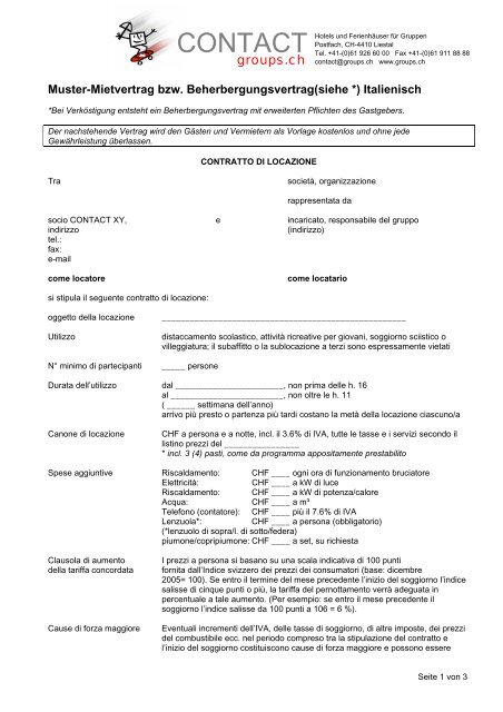 Contratto di locazione tipo (PDF) - CONTACT groups.ch