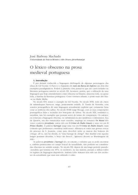 O léxico obsceno na prosa medieval portuguesa / José