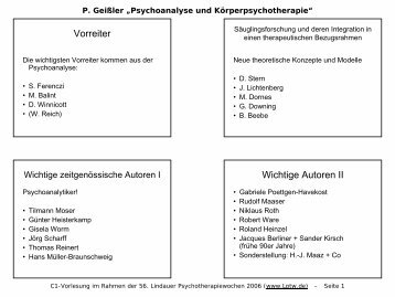 Psychoanalyse und Körperpsychotherapie - Lindauer ...