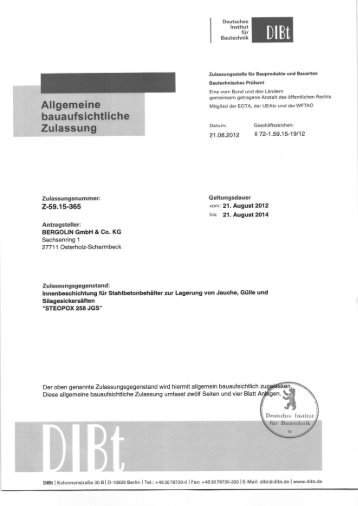 Allgemeine bauaufsichtliche Zulassung Z-59.15-365 - Mall GmbH
