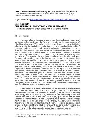 Print Article - The Journal of Music and Meaning