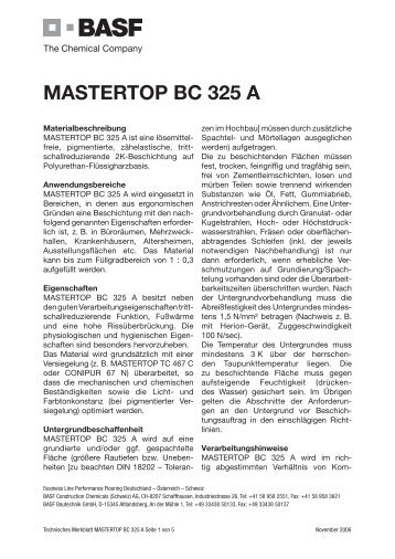 MASTERTOP BC 325 A - Nordic Stald Kemi A/S