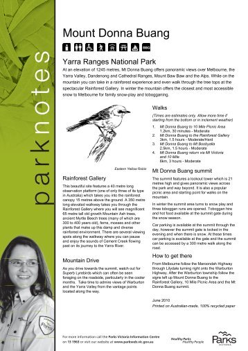 Park note - Yarra Ranges NP - Mt Donna Buang - Parks Victoria