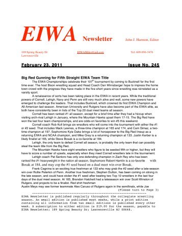 EIWA Newsletter - PA Wrestling