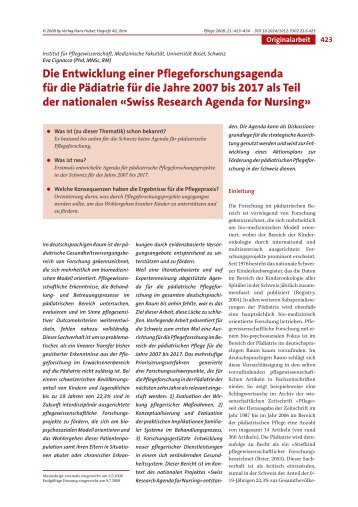 Pflege, 6/08, SRAN Pädiatrische Pflege Originalarbeit