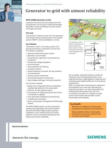 SPPA-E3000 Generator to Grid - Siemens Energy