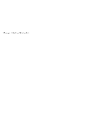 Thomas Metzinger: Subjekt und Selbstmodell