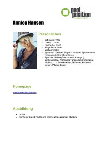 Annica Hansen - Pool Position Management