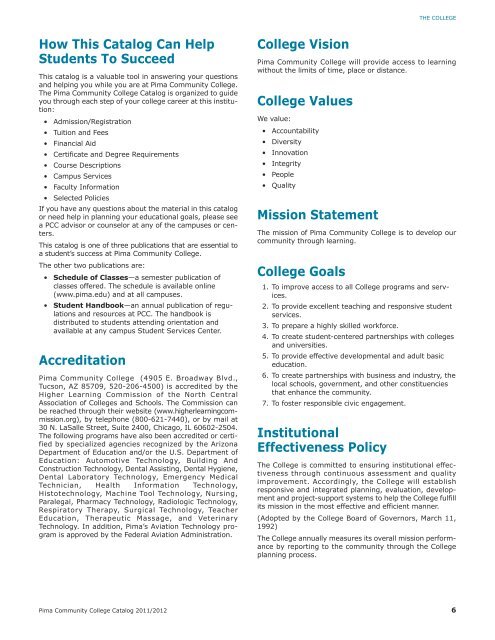 College Catalog Cover Design 2 - Pima Community College