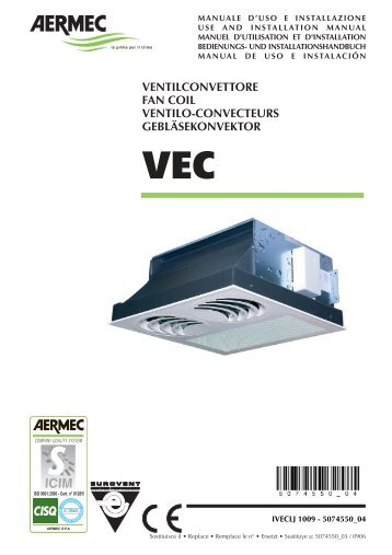 Fan coil Aermec VEC Installation manual