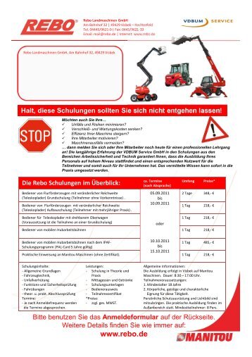 manitou schulung flyer - Rebo Landmaschinen GmbH