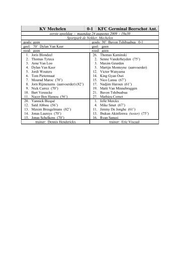 KV Mechelen 0-1 KFC Germinal Beerschot Ant. - Statistieken KV ...