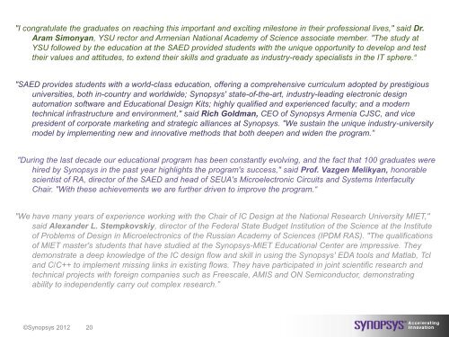 06, 2012, Synopsys Week in Armenia