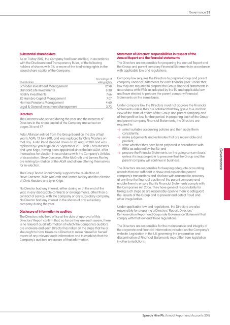 Annual Report and Accounts 2012 - Speedy Hire plc