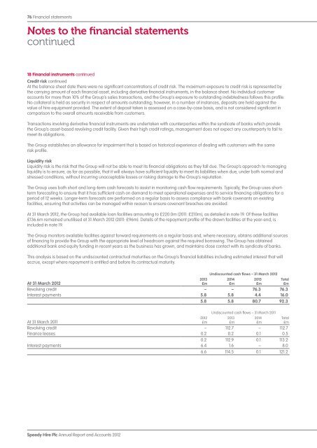 Annual Report and Accounts 2012 - Speedy Hire plc