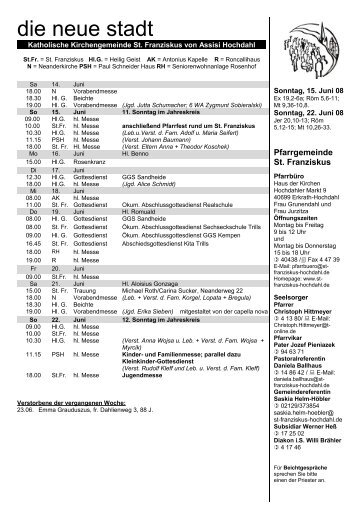 die neue stadt 15.06. - Katholische Kirchengemeinde Hochdahl