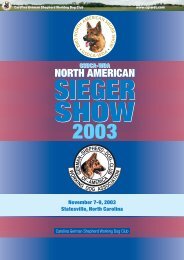 2003 GSDCA-WDA North American Sieger Show -- Results
