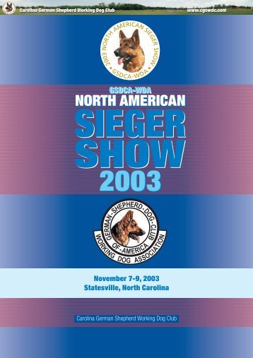 2003 GSDCA-WDA North American Sieger Show -- Results
