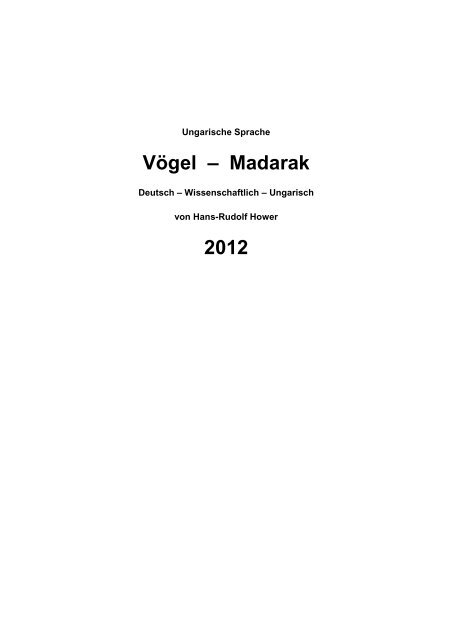 Vögel – Madarak 2012 - Verbalissimo