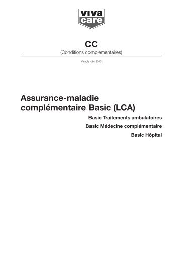 Assurance-maladie complémentaire Basic (LCA) CC - Vivacare