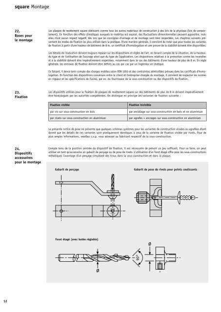 Plaque de revêtement Notice pour la pose de square. - Werzalit