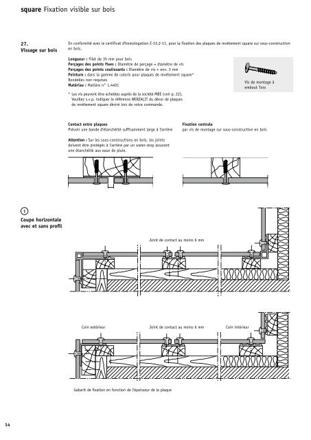 Plaque de revêtement Notice pour la pose de square. - Werzalit