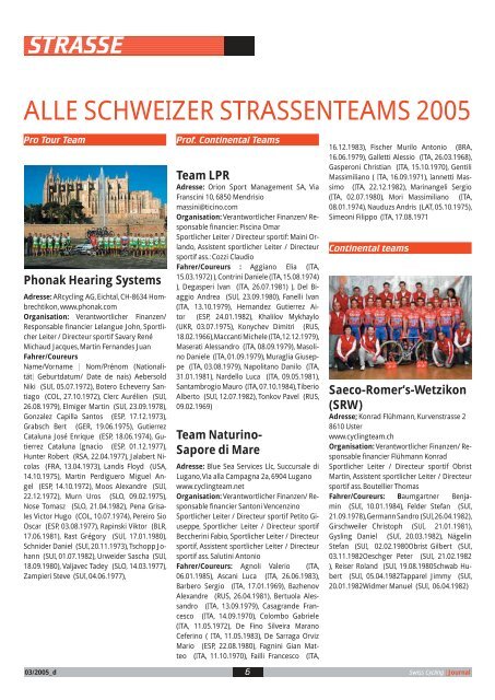 Swiss Cycling Journal 03/2005 - Velo-Moto-Club Männedorf