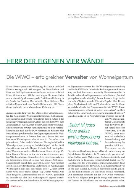 Ausgabe 3 / 2012 - WiWO Wildauer Wohnungsbaugesellschaft