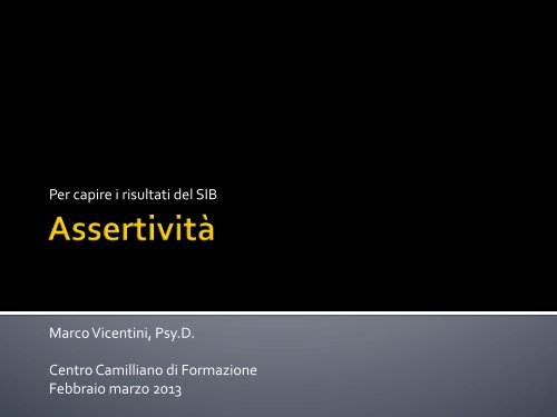 Lettura dei risultati della SIB, Scale for Interpersonal - Marco Vicentini