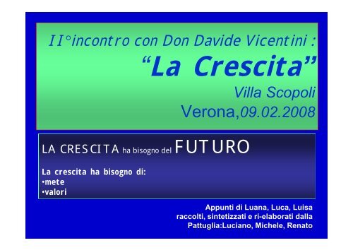 II°incontro con Don Davide Vicentini : - masci vr20